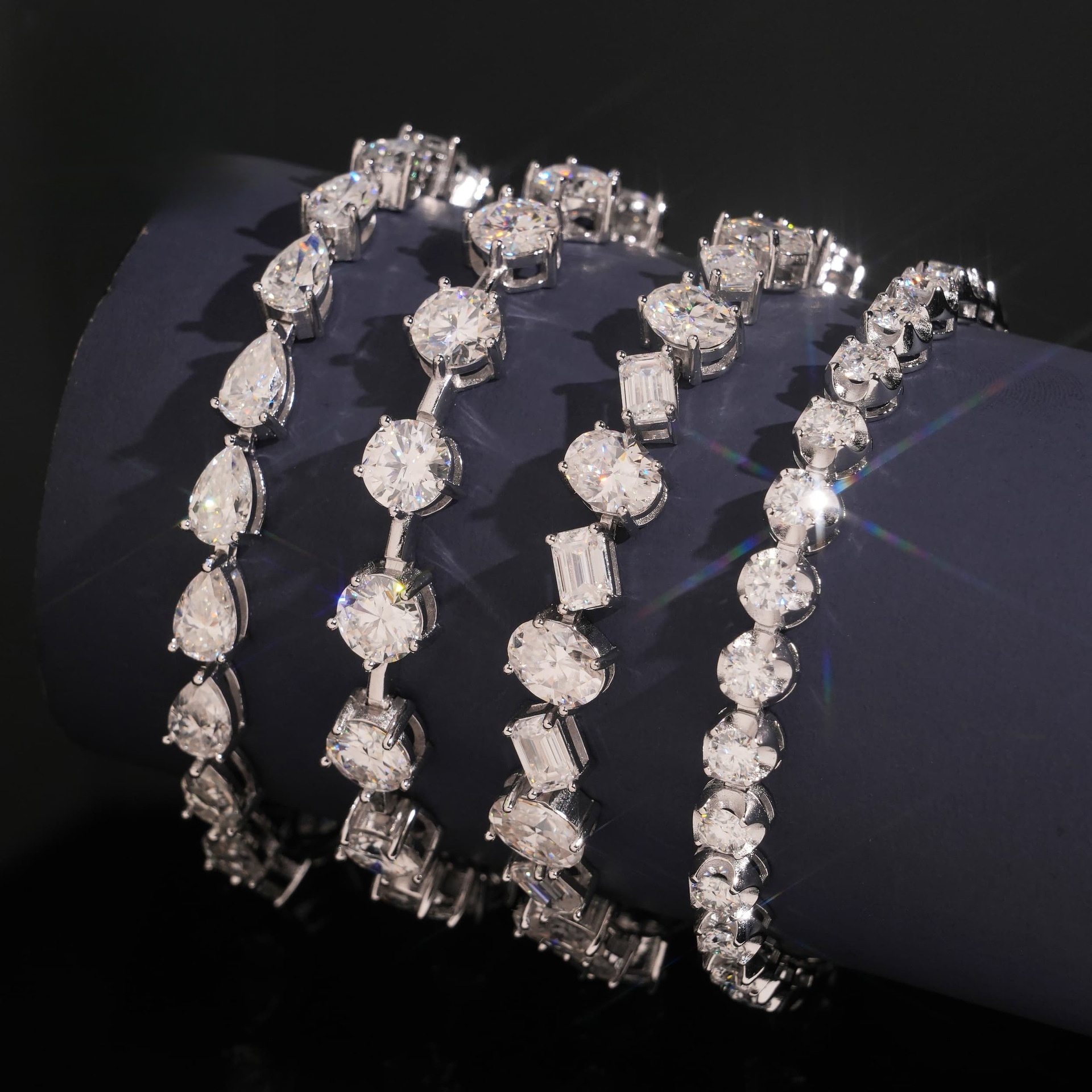 Moissanite Tennis Bracelet — Full Pave Teardrop, 925 Silver