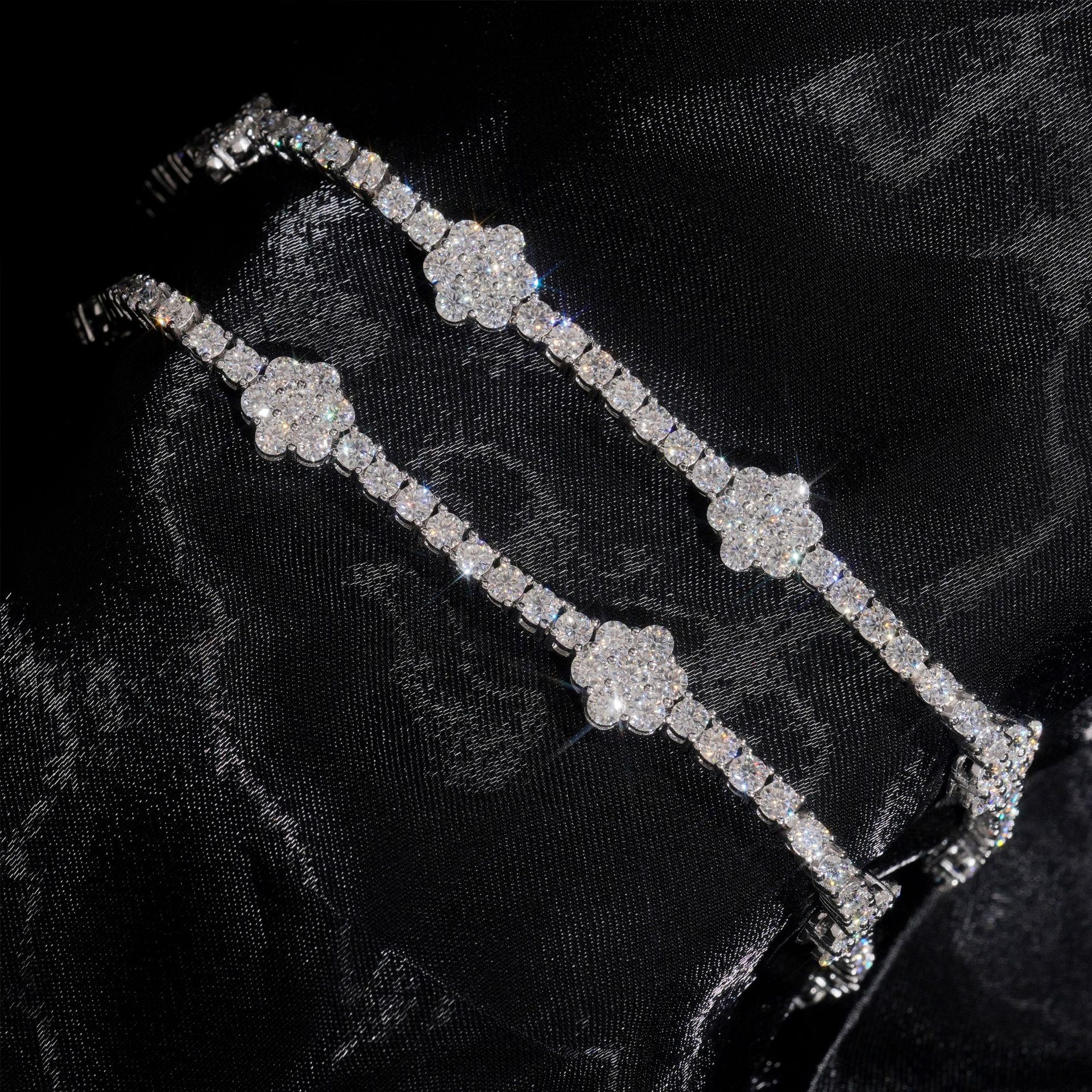 Moissanite Tennis Bracelet — 3mm Flower, 925 Silver — NOVAE ATELIER