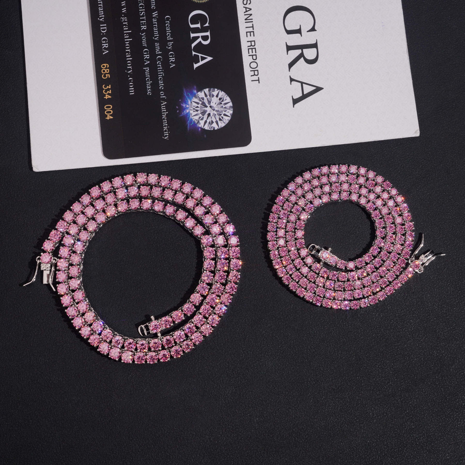Moissanite Tennis Bracelet — Pink 3/4mm D Color, 925 Silver — NOVAE ATELIER