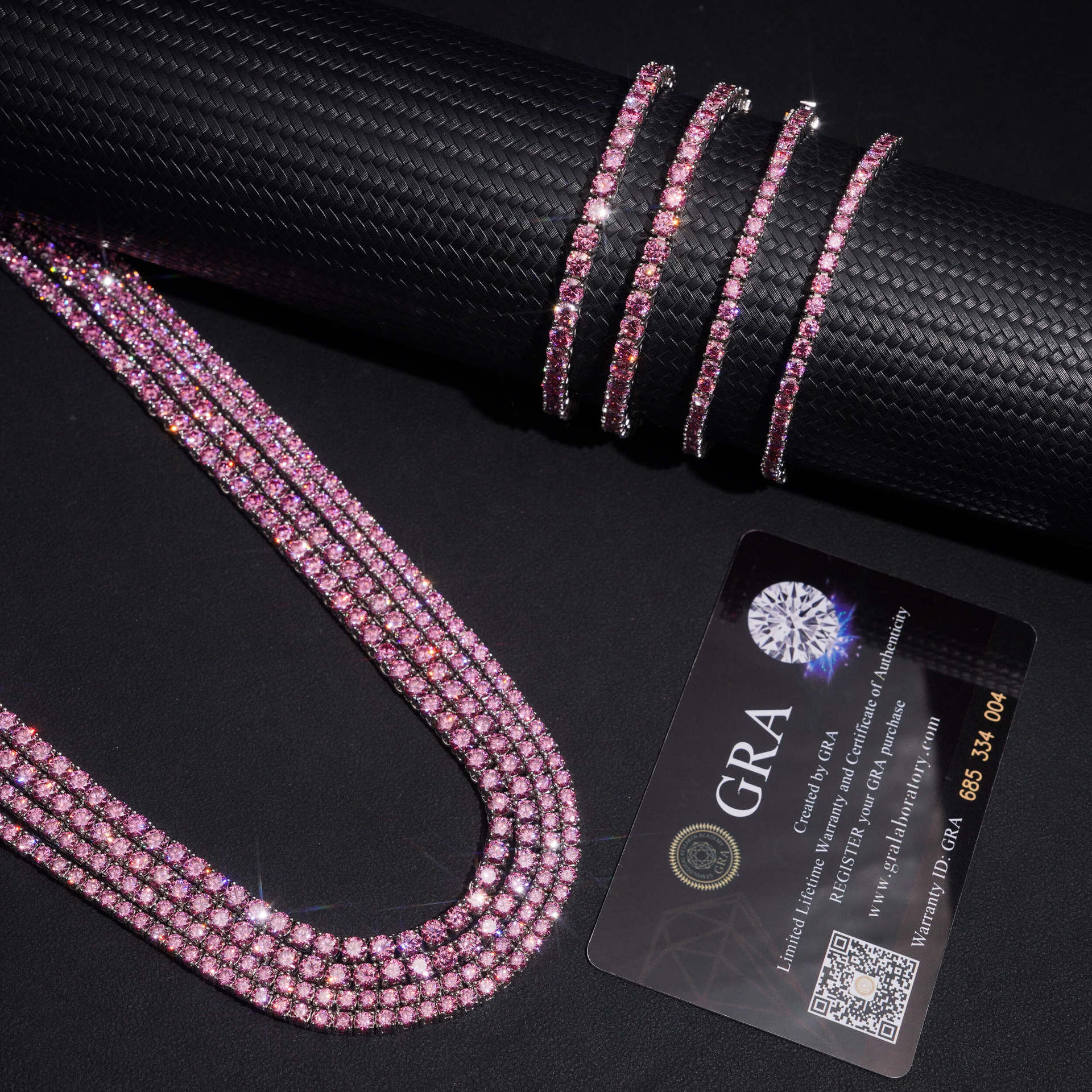 Moissanite Tennis Bracelet — Pink 3/4mm D Color, 925 Silver — NOVAE ATELIER