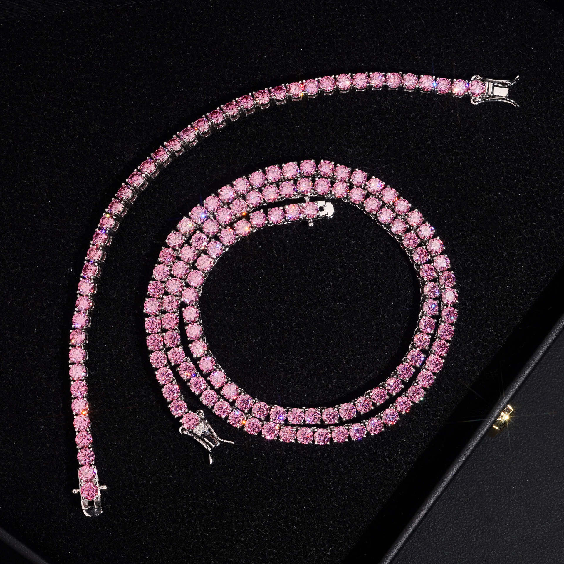 Moissanite Tennis Bracelet — Pink 3/4mm D Color, 925 Silver — NOVAE ATELIER
