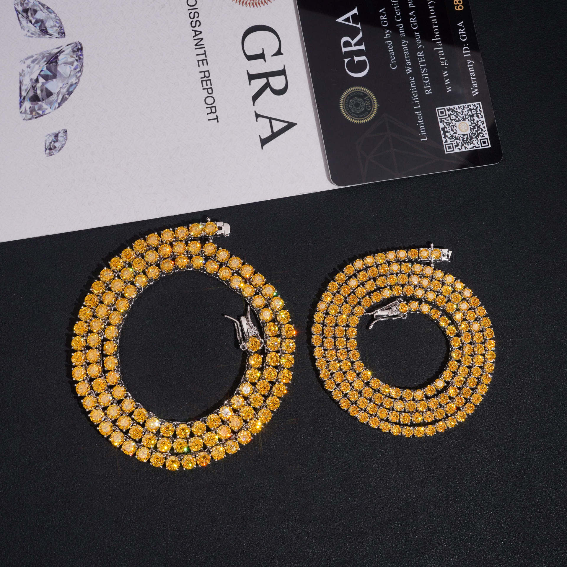 Moissanite Tennis Bracelet — 3/4mm Yellow VVS, 925 Silver — NOVAE ATELIER