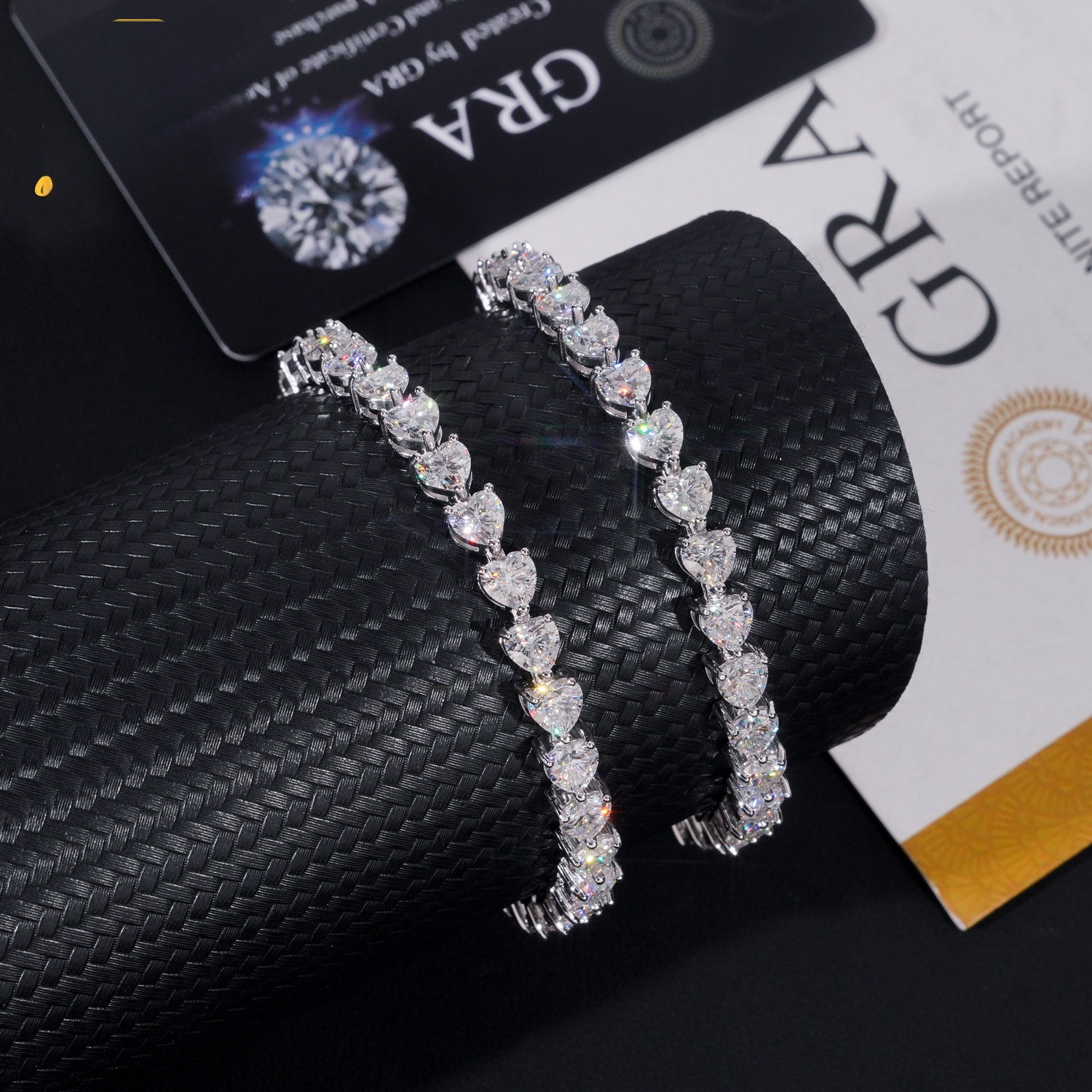 Moissanite Heart Bracelet — 5mm Full Pave, 925 Silver