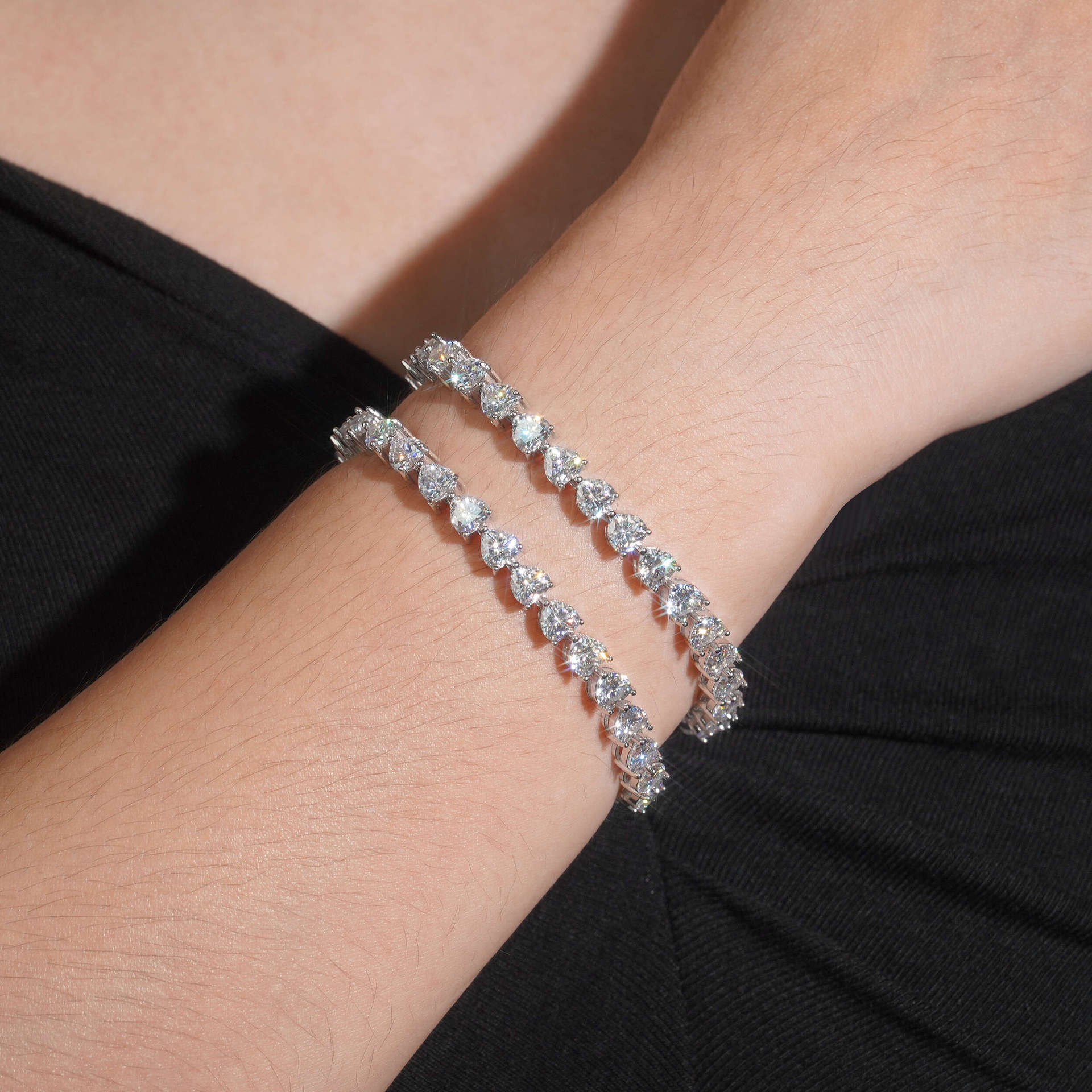 Moissanite Heart Bracelet — 5mm Full Pave, 925 Silver — NOVAE ATELIER