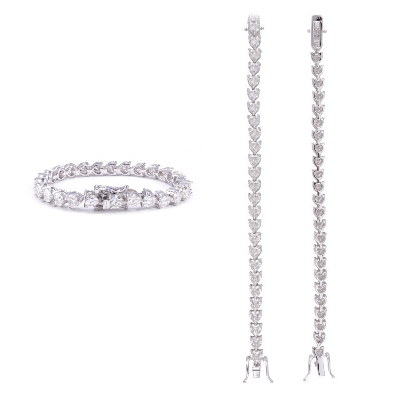 Moissanite Heart Bracelet — 5mm Full Pave, 925 Silver — NOVAE ATELIER