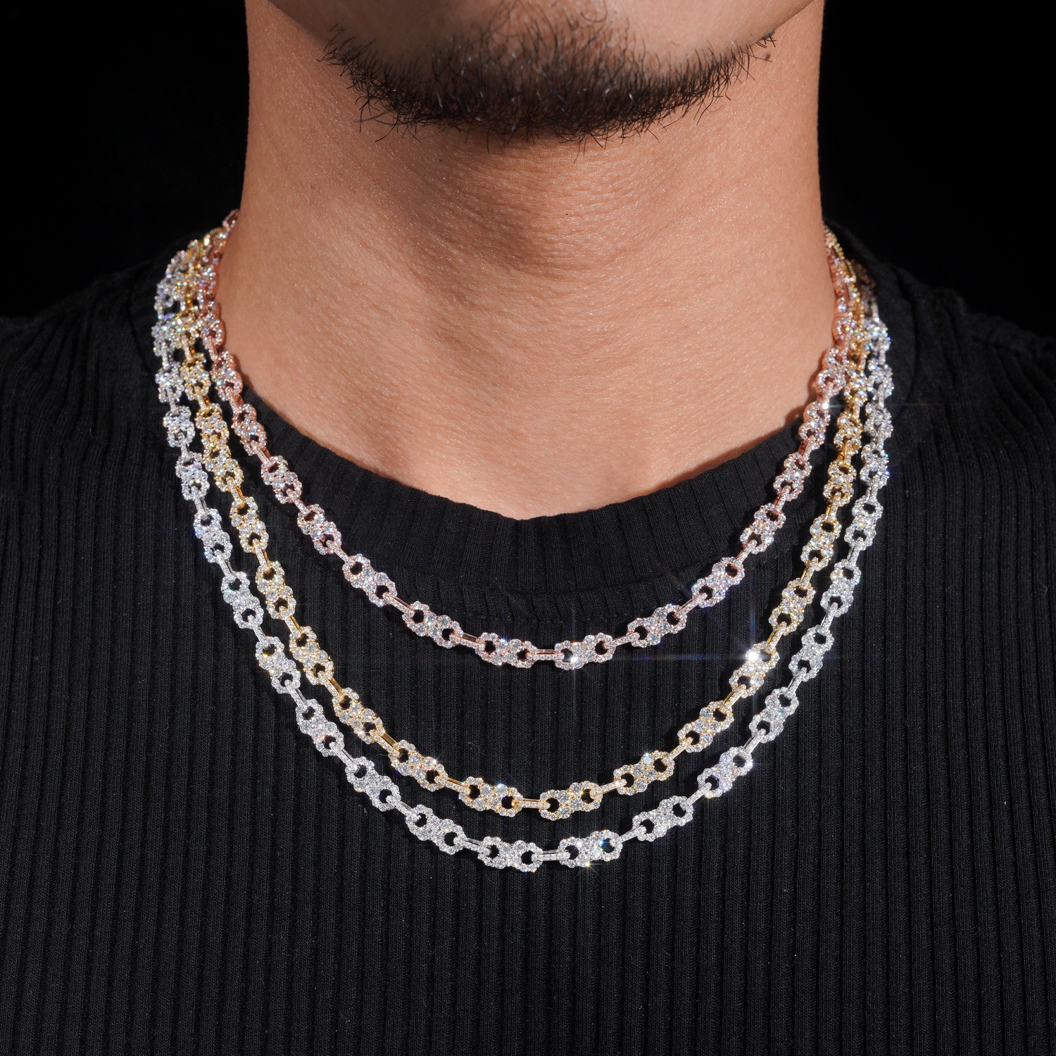Moissanite Figure-8 Link Chain — VVS Iced, 925 Silver