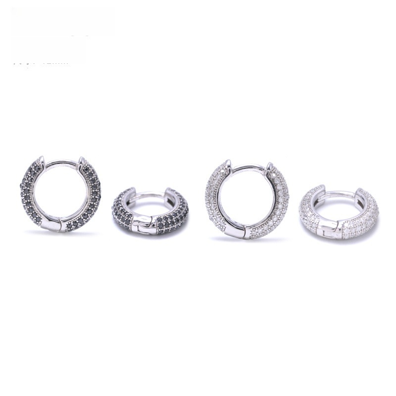 Moissanite Hoop Earrings — 12mm VVS Round, 925 Silver — NOVAE ATELIER