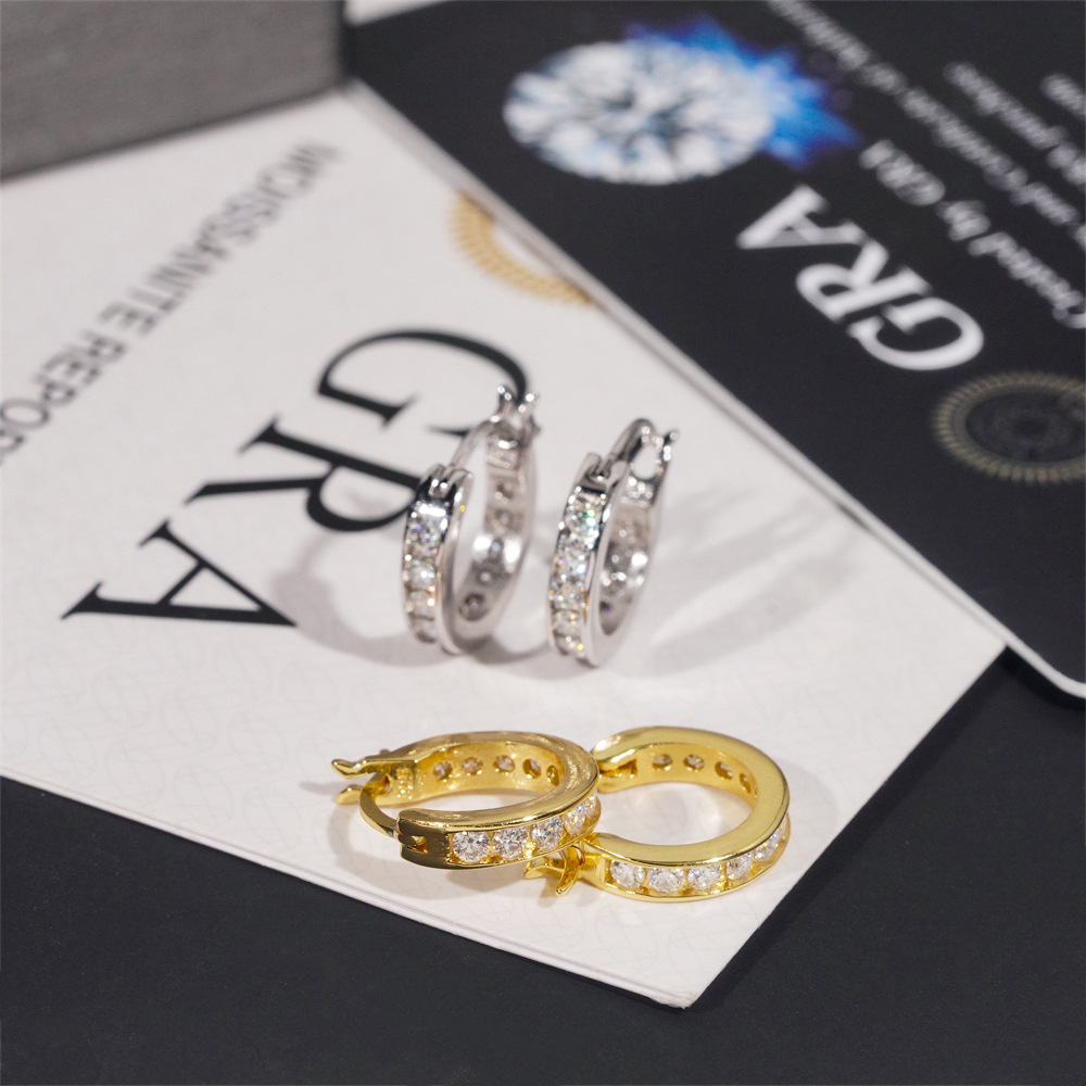 Moissanite Hoop Earrings — Iced Out Hip Hop, 925 Silver — NOVAE ATELIER