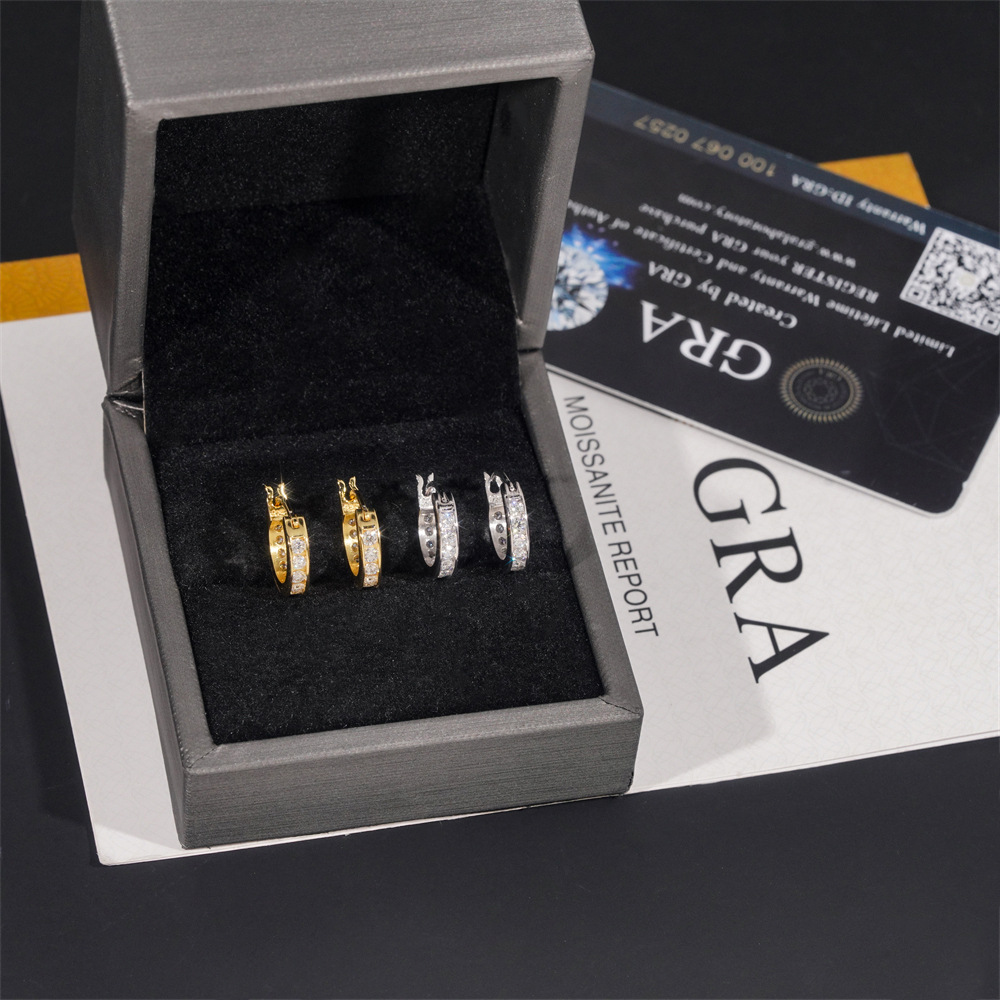 Moissanite Hoop Earrings — Iced Out Hip Hop, 925 Silver — NOVAE ATELIER