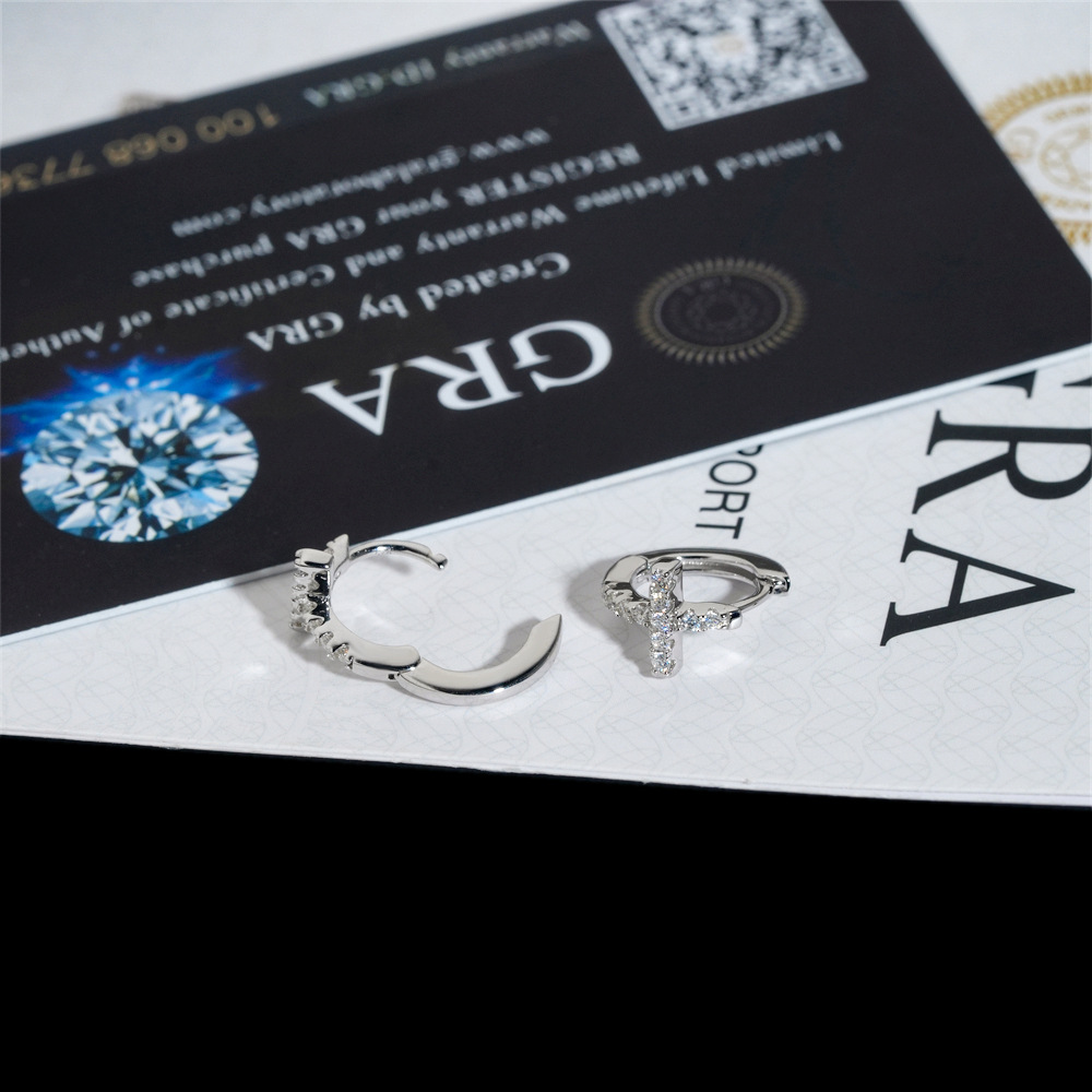 Moissanite Hoop Earrings — Open C-Shape Hinged, 925 Silver — NOVAE ATELIER