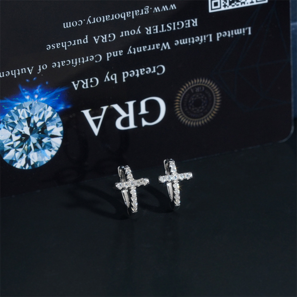 Moissanite Hoop Earrings — Open C-Shape Hinged, 925 Silver — NOVAE ATELIER