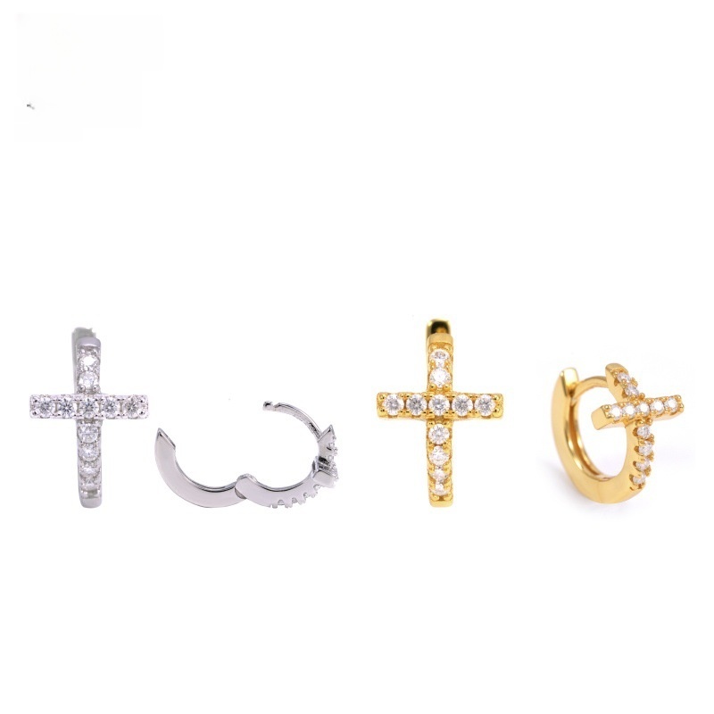Moissanite Hoop Earrings — Open C-Shape Hinged, 925 Silver — NOVAE ATELIER