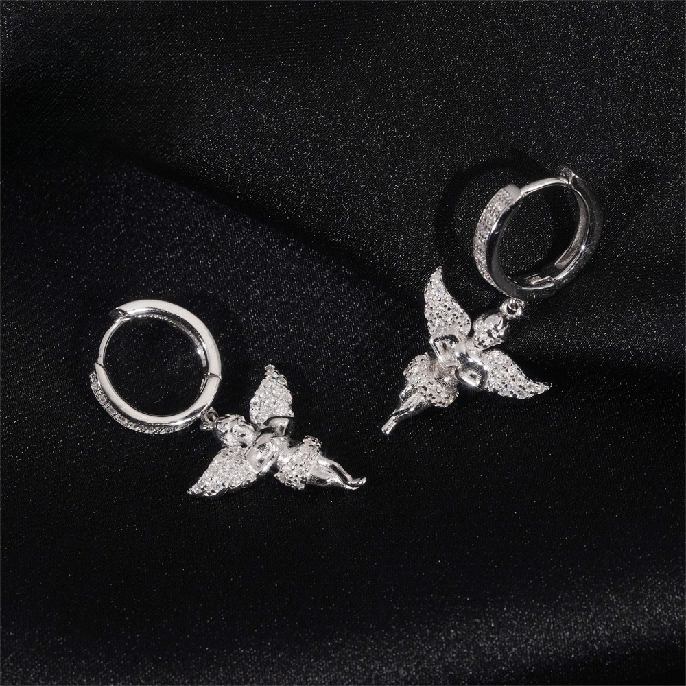 Moissanite Dangle Earrings — Angel Wing VVS, 925 Silver