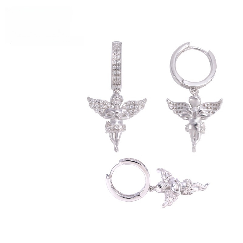Moissanite Dangle Earrings — Angel Wing VVS, 925 Silver — NOVAE ATELIER