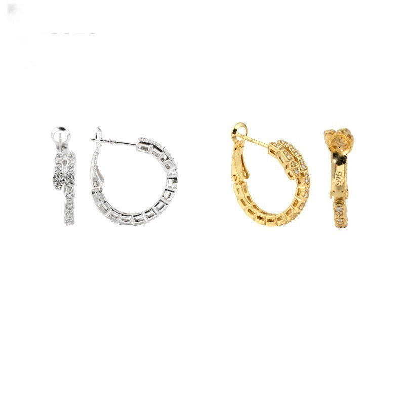 Moissanite Hoop Earrings — Snake Design VVS, 925 Silver — NOVAE ATELIER