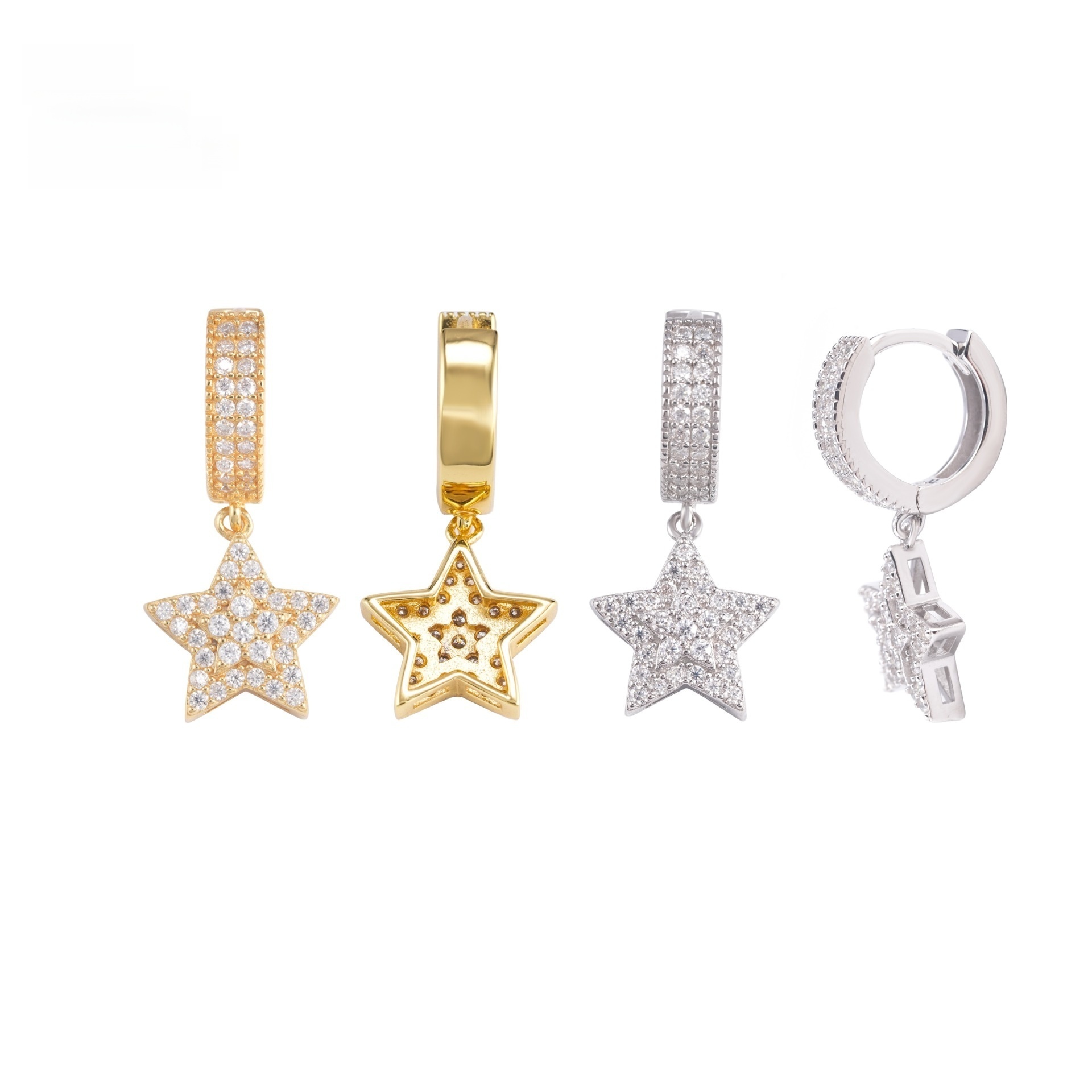 Moissanite Dangle Earrings — Five-Point Star, 925 Silver — NOVAE ATELIER
