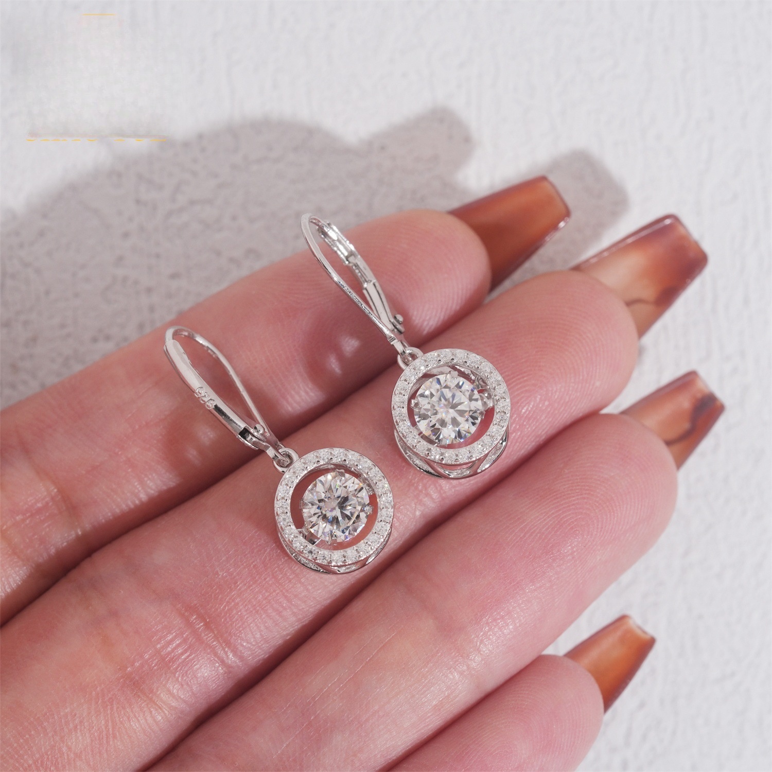 Moissanite Hoop Earrings — Openwork Solitaire, 925 Silver