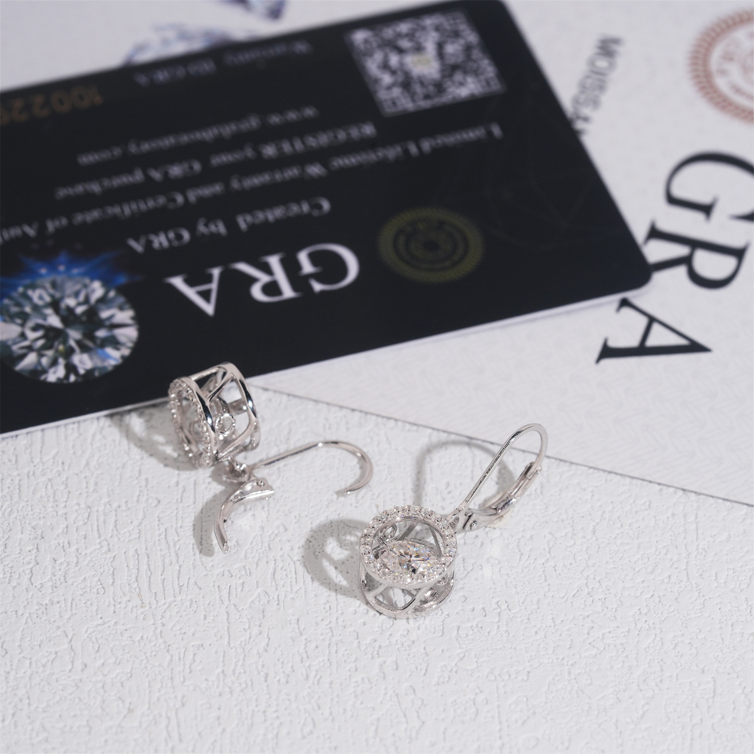 Moissanite Hoop Earrings — Openwork Solitaire, 925 Silver — NOVAE ATELIER