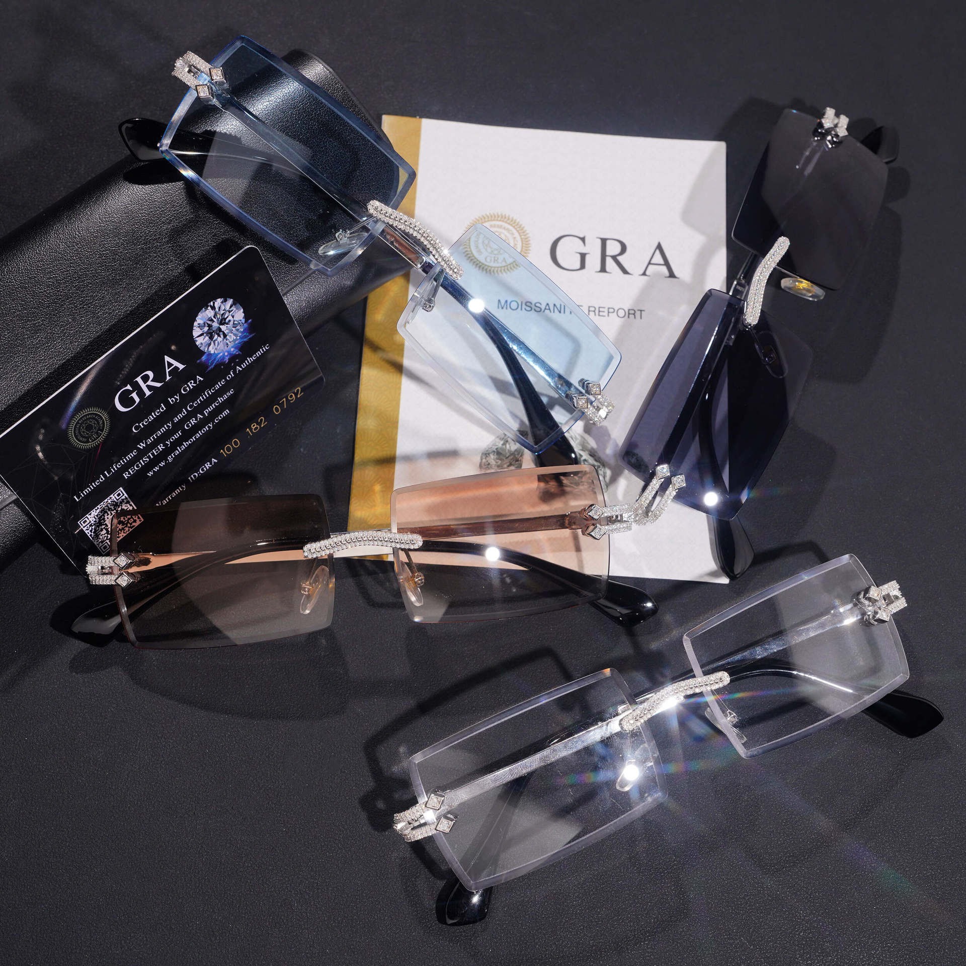 925 Silver Moissanite Gradient Rimless Sunglasses — NOVAE ATELIER