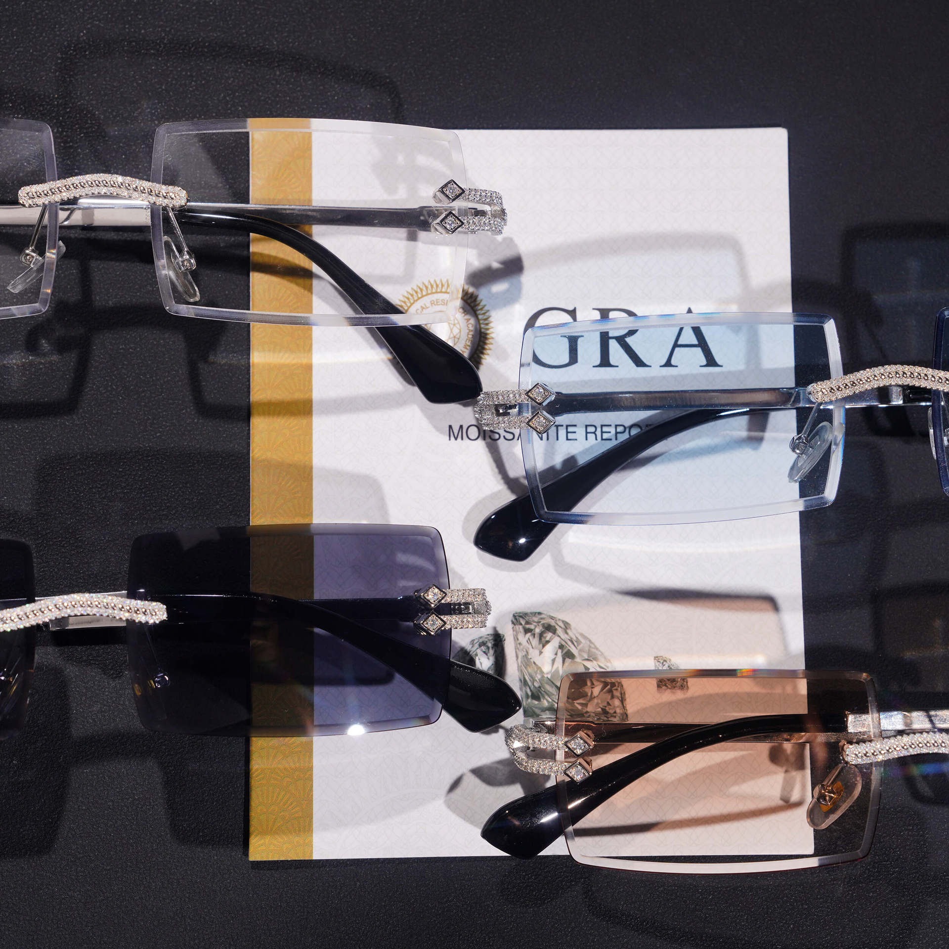 925 Silver Moissanite Gradient Rimless Sunglasses — NOVAE ATELIER