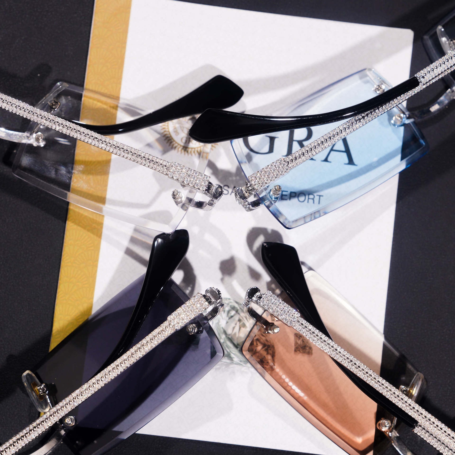925 Silver Moissanite Gradient Rimless Sunglasses — NOVAE ATELIER