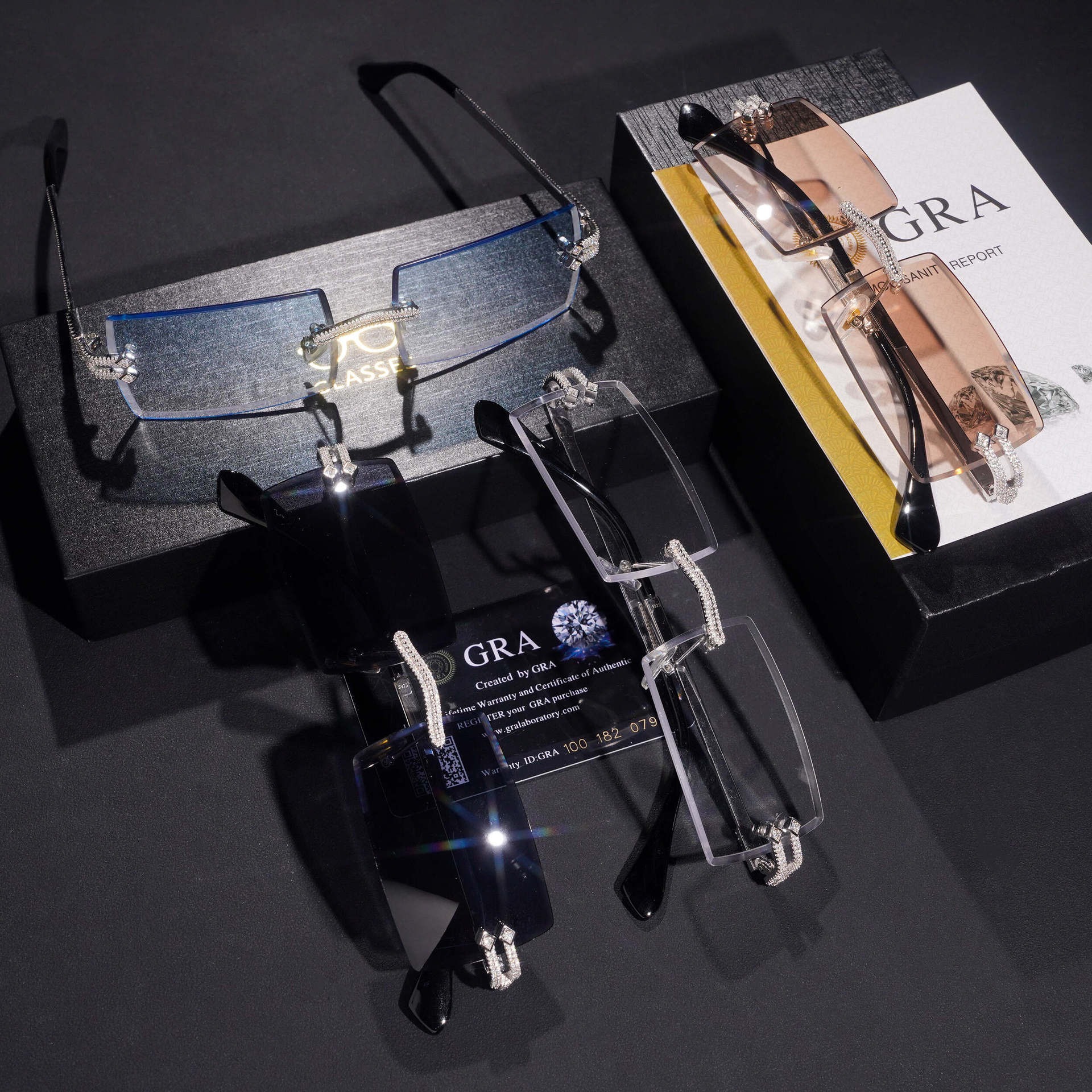 925 Silver Moissanite Gradient Rimless Sunglasses — NOVAE ATELIER