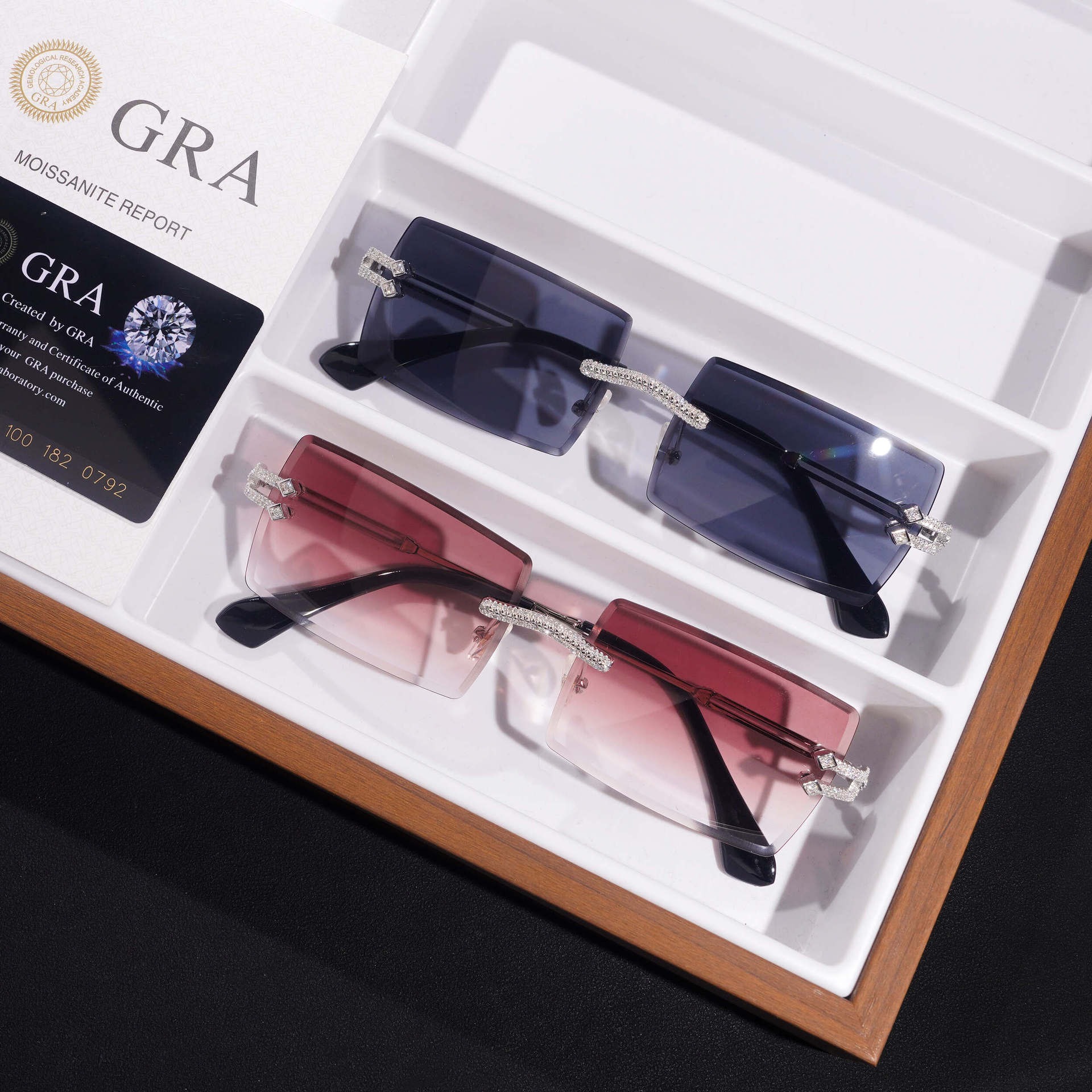 925 Silver Moissanite Gradient Rimless Sunglasses — NOVAE ATELIER