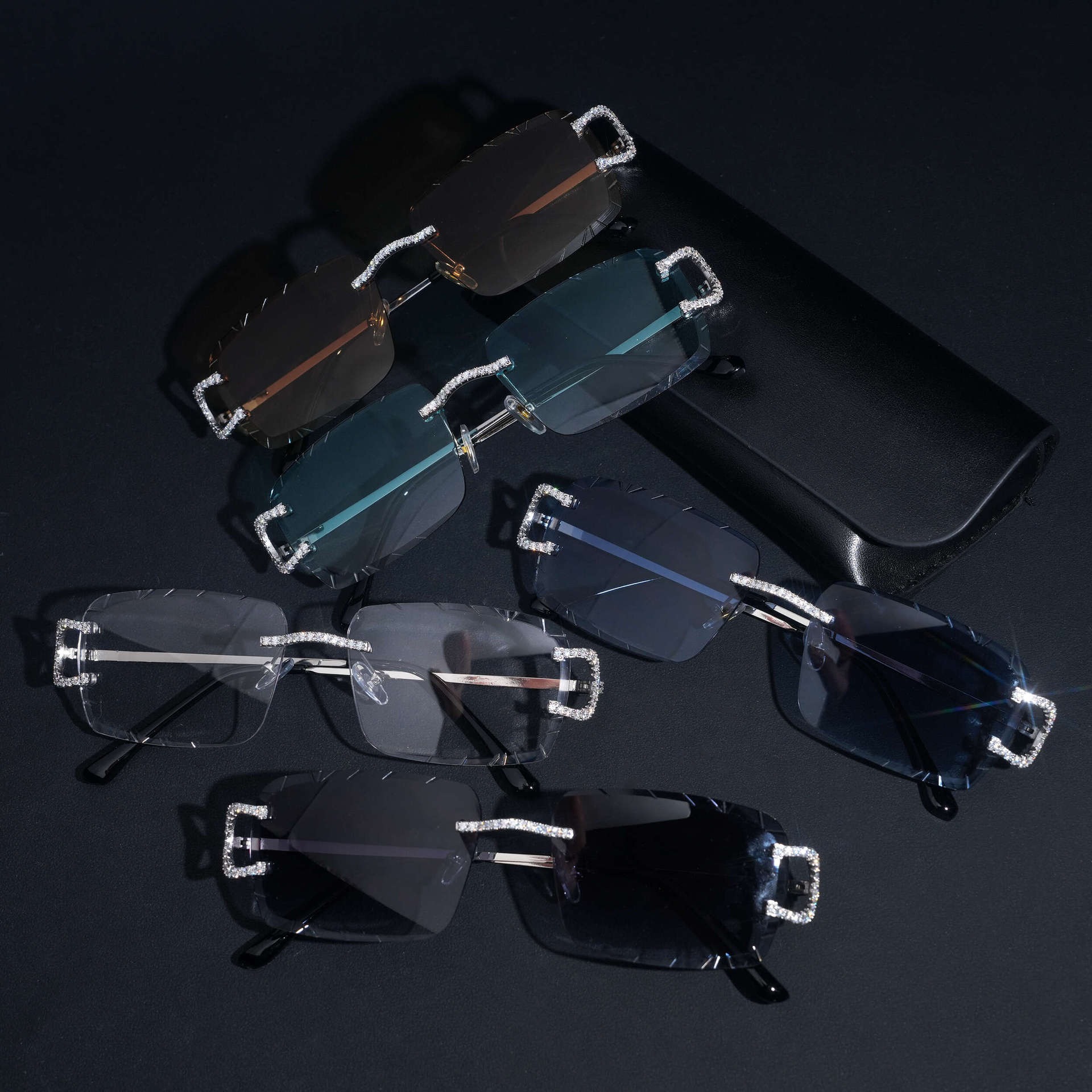 Iced Out Sunglasses — D Color Moissanite Unisex, 925 Silver — NOVAE ATELIER