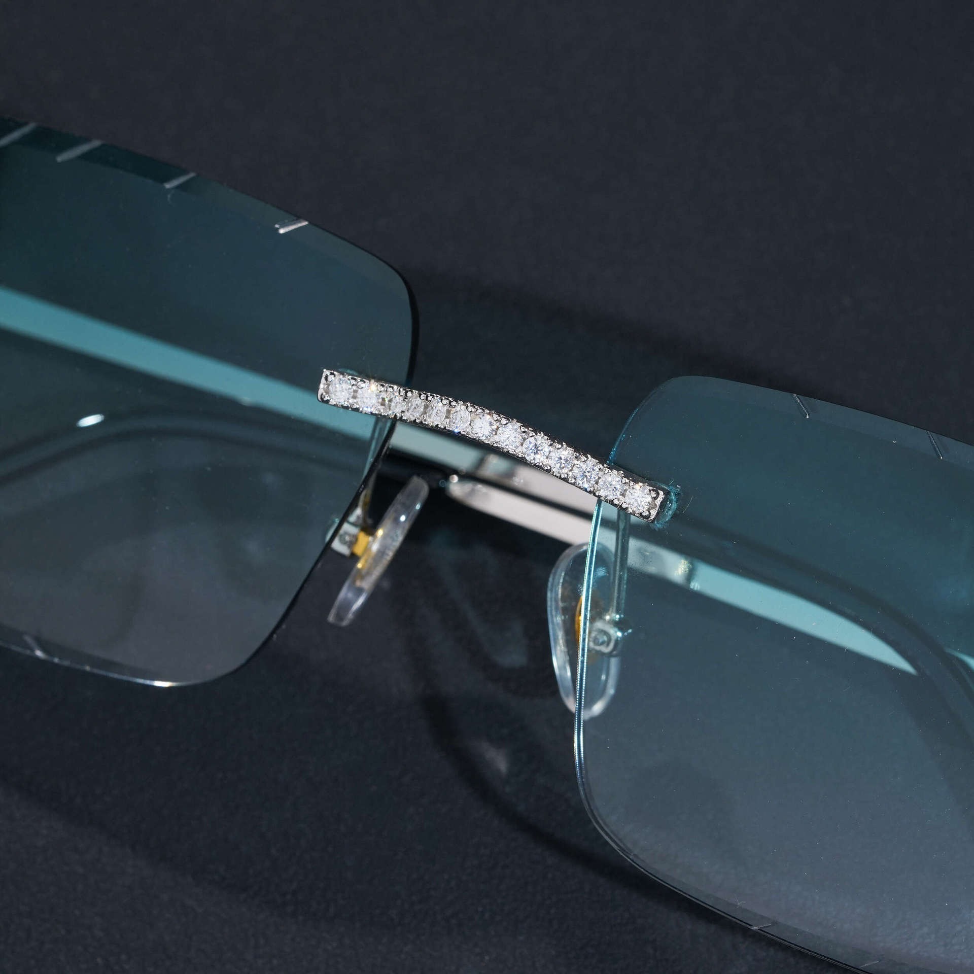Iced Out Sunglasses — D Color Moissanite Unisex, 925 Silver — NOVAE ATELIER