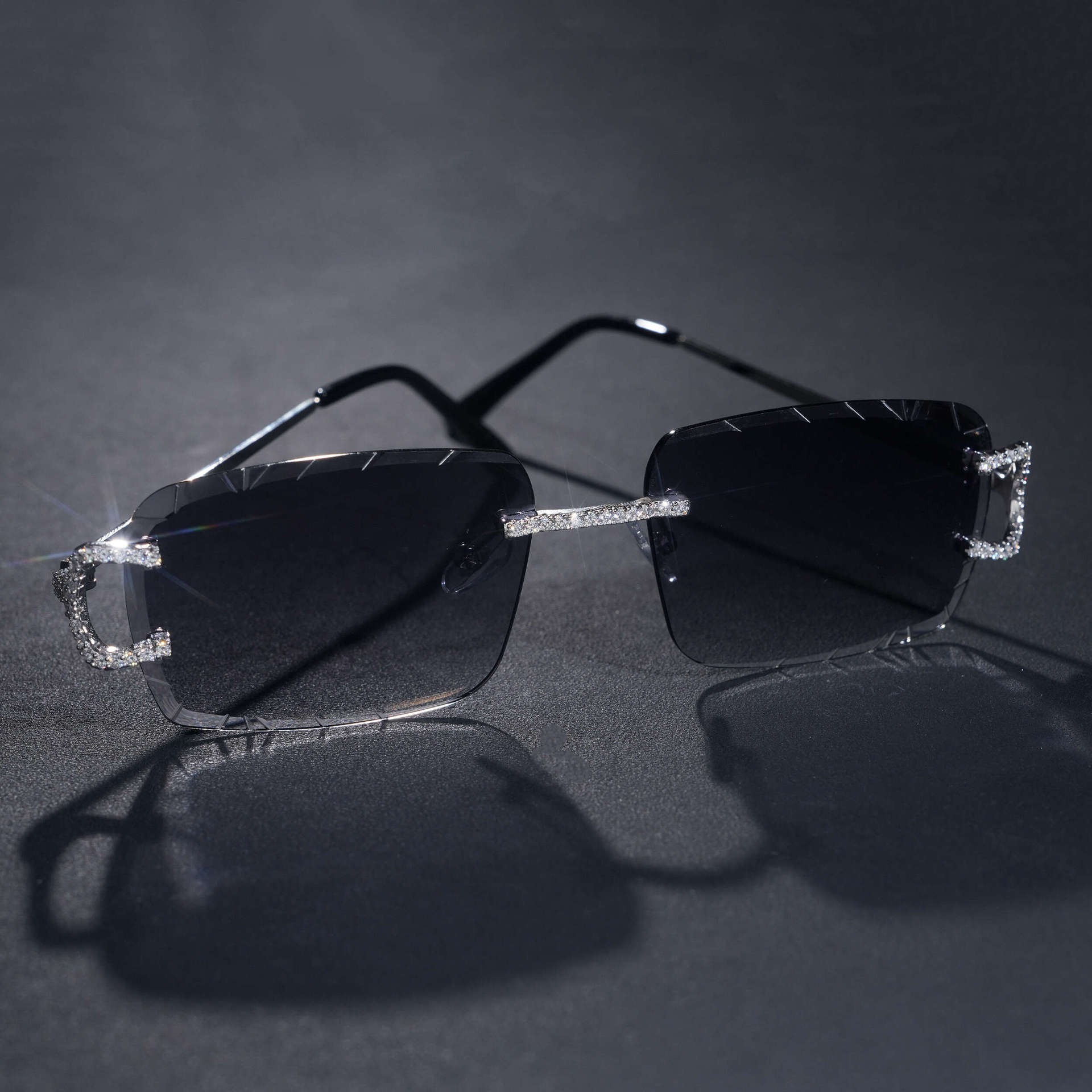 Iced Out Sunglasses — D Color Moissanite Unisex, 925 Silver — NOVAE ATELIER