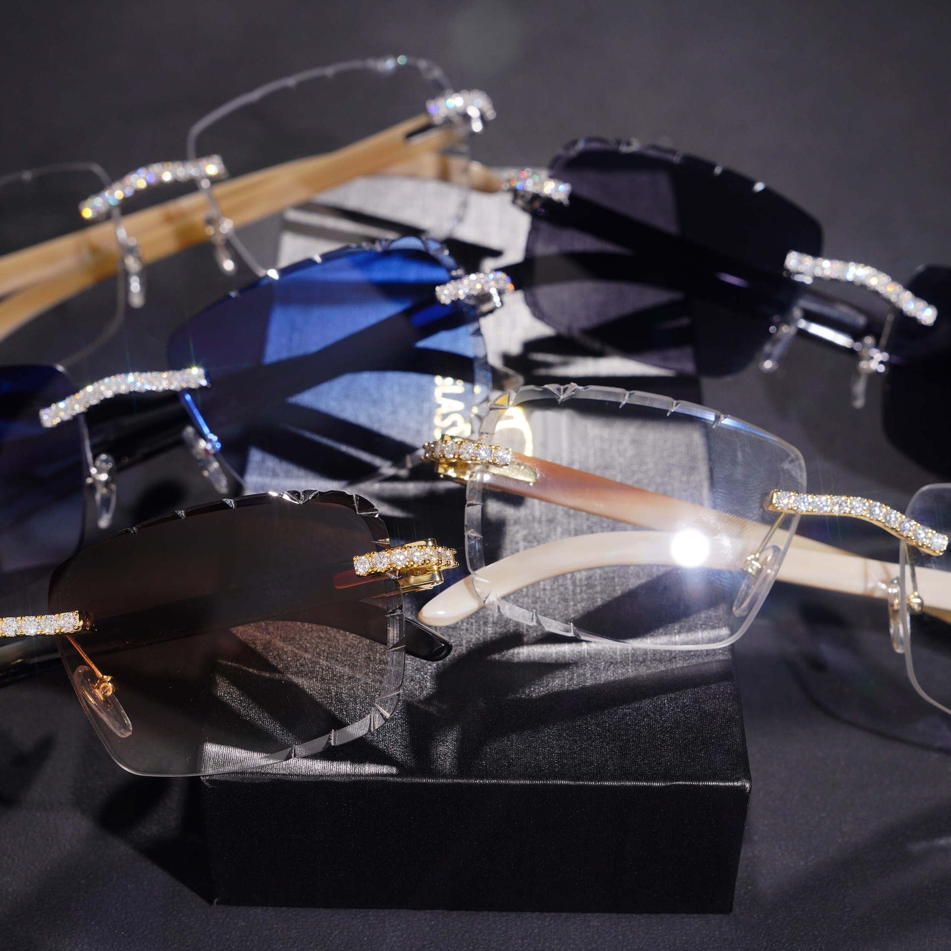Iced Out Sunglasses — D Color Moissanite Hip Hop, 925 Silver — NOVAE ATELIER