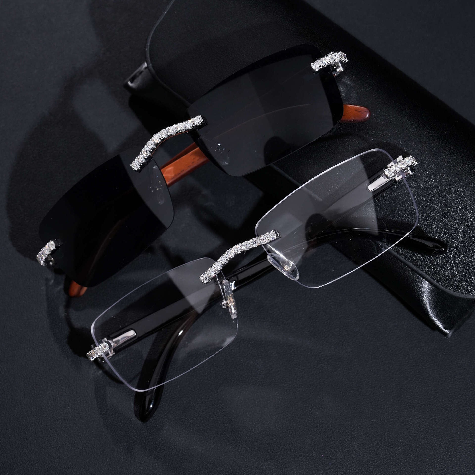 Iced Out Sunglasses — D Color Moissanite Hip Hop, 925 Silver — NOVAE ATELIER