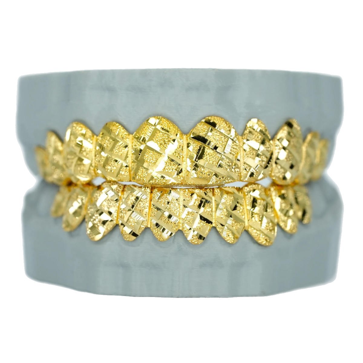 Custom Grillz — Textured Silver, Faceted Cut, No Stones — NOVAE ATELIER