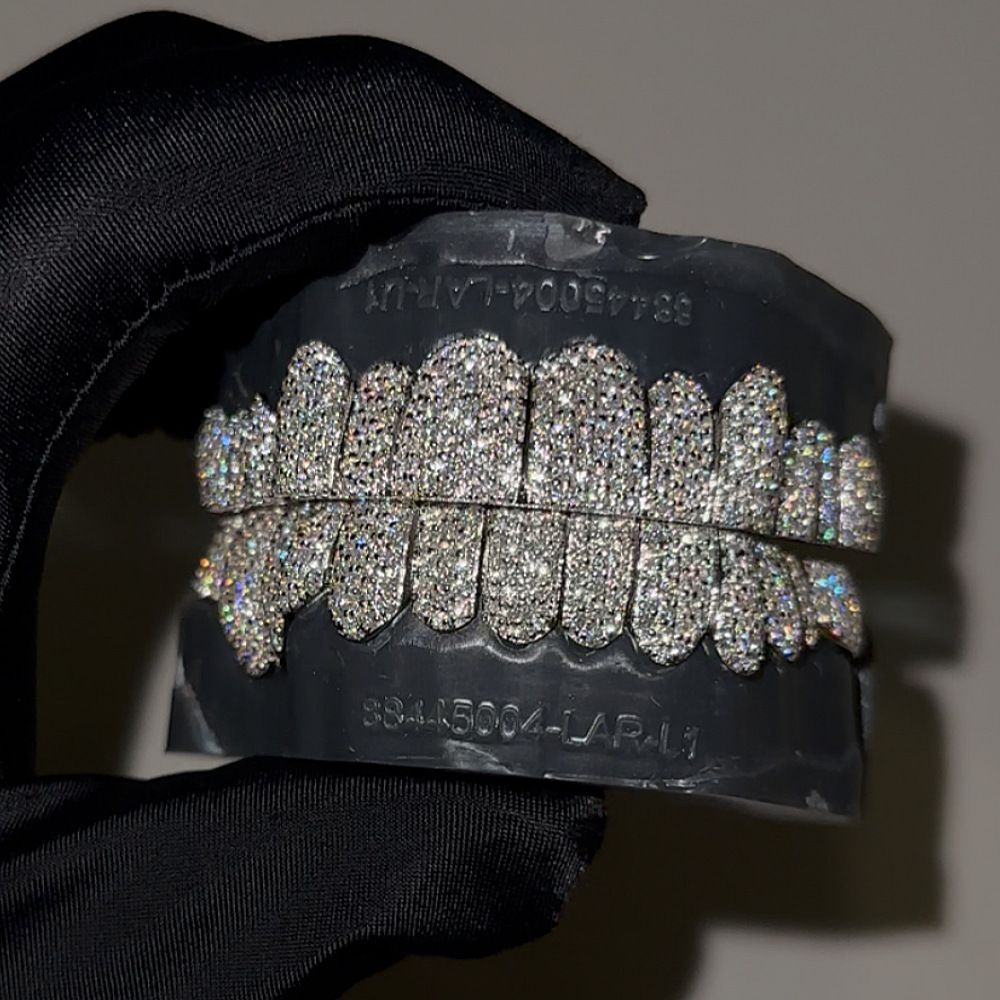 Custom Grillz — Snowflake Iced Moissanite, Silver — NOVAE ATELIER