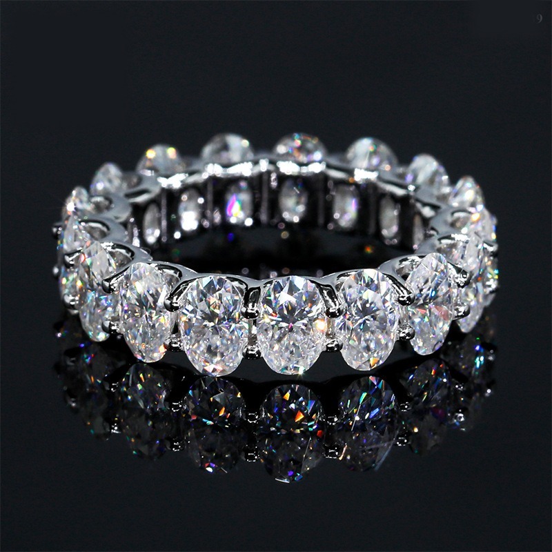 Moissanite Eternity Ring — Oval Cut Band, 925 Silver — NOVAE ATELIER