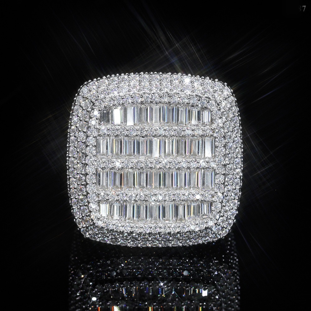 Moissanite Ring — Quad Row Baguette Band, 925 Silver — NOVAE ATELIER