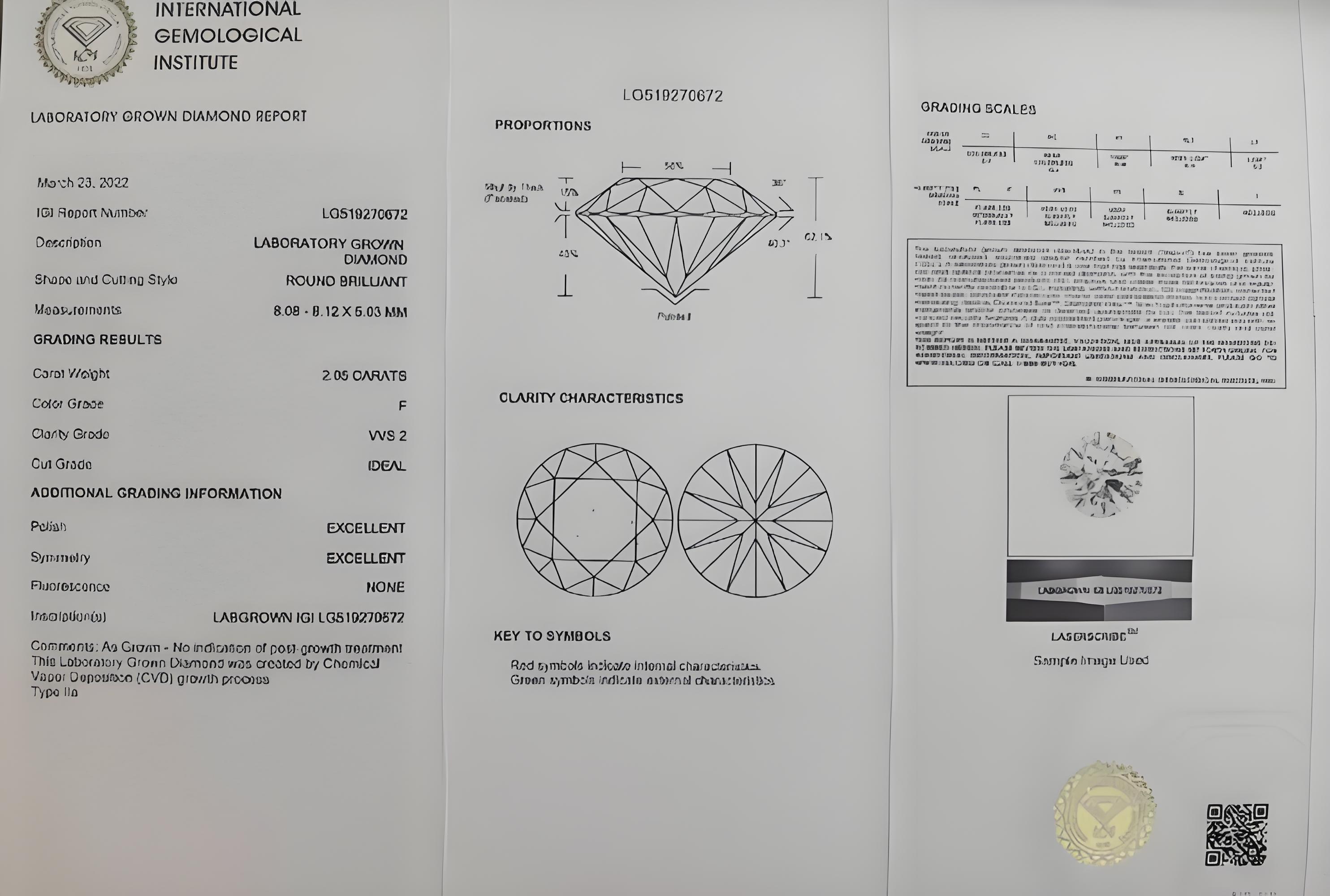 IGI certificate detail — diamond specifications